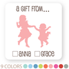 2-sibling silhouette gift labels | 2" squares