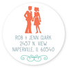 circle silhouette family return address labels
