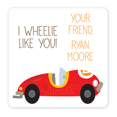 personalized Valentine's Day gift labels | race car