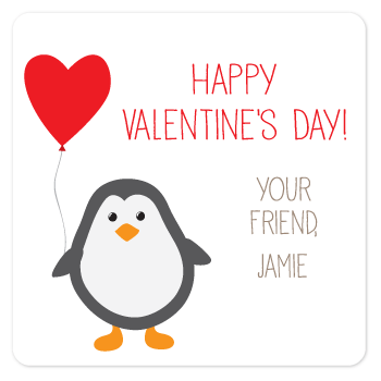 personalized Valentine's Day gift labels | penguin