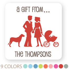 family silhouette gift labels | 2" squares