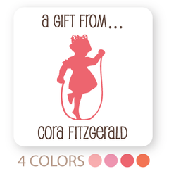 personalized silhouette girl gift labels | 2" squares