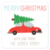 personalized Christmas gift labels | tree on car
