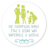 circle silhouette family return address labels