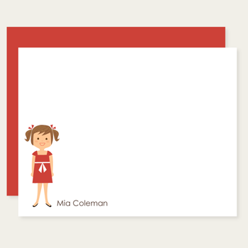 custom childrens flat cards | girl