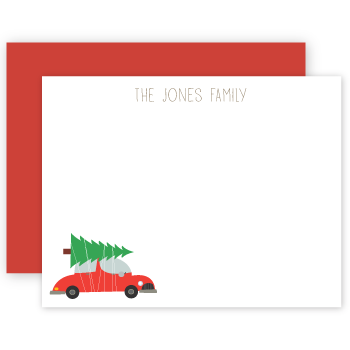 personalized note cards | tree on car