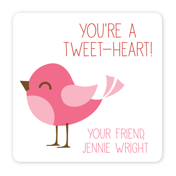 personalized Valentine's Day gift labels | pink bird