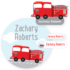 name labels | fire truck