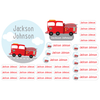 name labels | fire truck