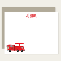 personalized fire truck note cards
