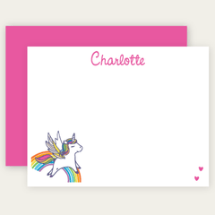 personalized rainbow unicorn note cards
