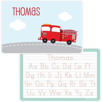 personalized kids placemat | fire truck