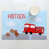personalized kids placemat | fire truck