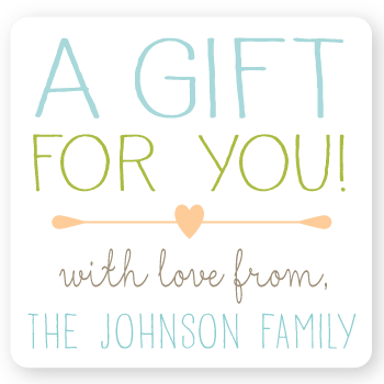 personalized gift labels | blue squares