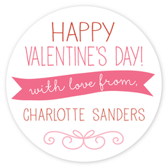 personalized Valentine's Day gift labels | pink circle