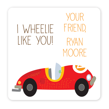 personalized Valentine's Day gift labels | race car