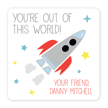 personalized Valentine's Day gift labels | rocket ship