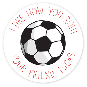 personalized Valentine's Day gift labels | soccer ball