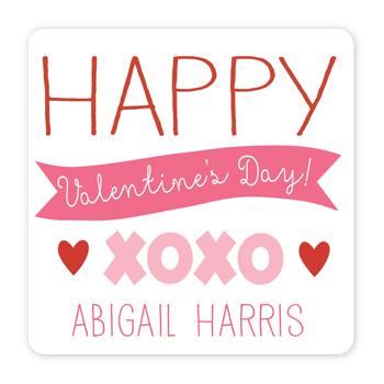 personalized Valentine's Day gift labels | xoxo pink